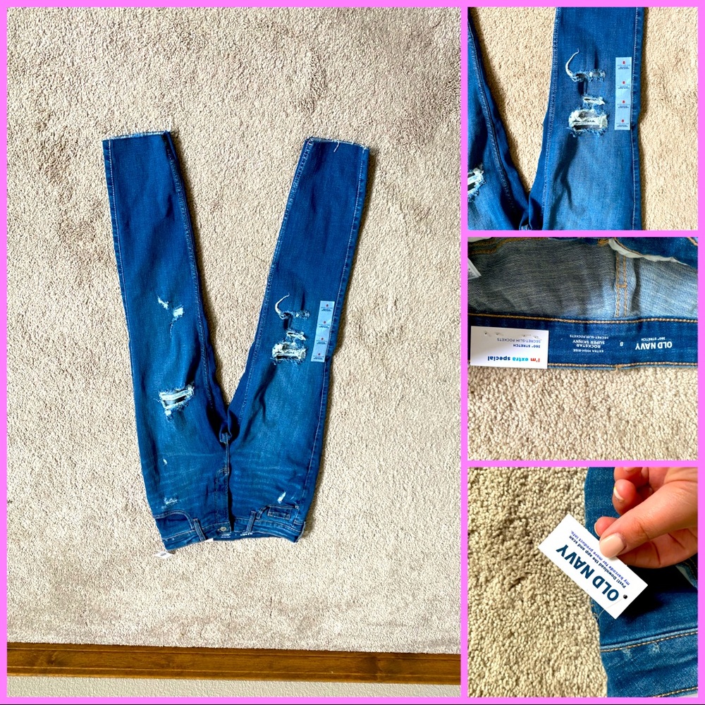 Size 8, high rise, rockstar skinny jeans, old navy, new with tags